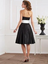 Charming Strapless Sleeveless Sash/Ribbon/Belt Short Satin Bridesmaid Dresses-Ballbella