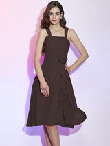 Charming Straps Sleeveless Pleats Applique Short Chiffon Bridesmaid Dresses-Ballbella