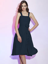 Charming Straps Sleeveless Pleats Applique Short Chiffon Bridesmaid Dresses-Ballbella
