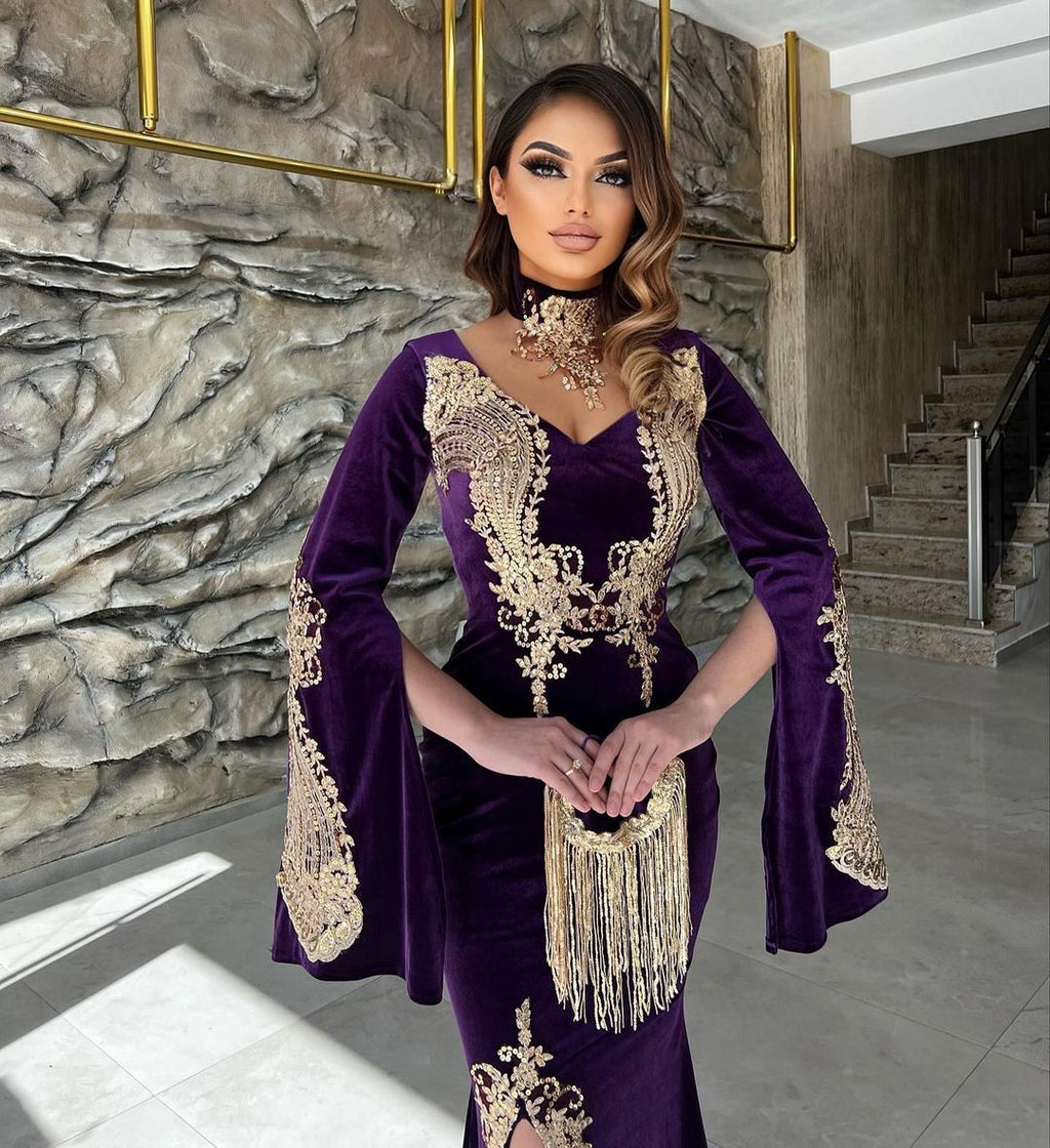 moroccan prom dresses Blue Moroccan Caftan Evening Dresses Long Sleeves... From Promotionspace, $159.37