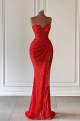 Charming Sweetheart Sleeveless Mermaid Prom Dresses Long Slit Online-Ballbella