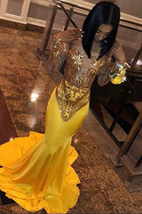 Chic Bandeau Applique Satin Off Shoulder Long Sleeves Mermaid Slim Prom Party Gown-Ballbella