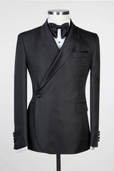 Chic Black Designer Shawl Lapel Men Suits for Wedding-Ballbella