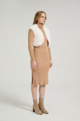 Chic Faux Fur Sleeveless Short Jacket Wedding Shawl-Ballbella