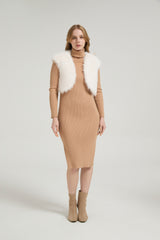 Chic Faux Fur Sleeveless Short Jacket Wedding Shawl-Ballbella