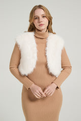Chic Faux Fur Sleeveless Short Jacket Wedding Shawl-Ballbella