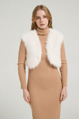 Chic Faux Fur Sleeveless Short Jacket Wedding Shawl-Ballbella