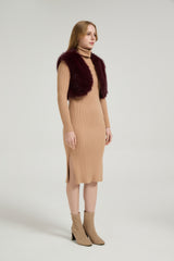 Chic Faux Fur Sleeveless Short Jacket Wedding Shawl-Ballbella