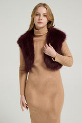 Chic Faux Fur Sleeveless Short Jacket Wedding Shawl-Ballbella