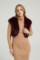 Chic Faux Fur Sleeveless Short Jacket Wedding Shawl-Ballbella