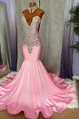 Chic High-neck Sleeveless Mermaid Prom Dress With Beading-Ballbella