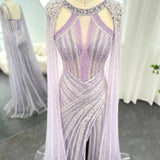 Chic Lilac Scoop Mermaid Evening Dress Split With Beadings Ruffle-Ballbella