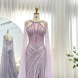 Chic Lilac Scoop Mermaid Evening Dress Split With Beadings Ruffle-Ballbella