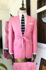 Chic Pink Peaked Lapel Prom Suit-Ballbella