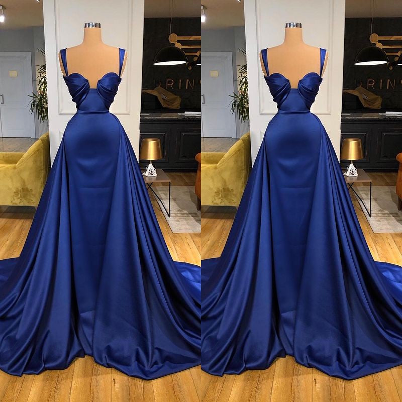 Chic Royal Blue Straps Sweetheart Prom Dress Overskirt Long Chic Royal Blue Straps Sweetheart Prom Dress Overskirt Long