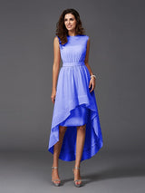 Chic Sash/Ribbon/Belt Sleeveless High Low Chiffon Bridesmaid Dresses-Ballbella