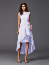 Chic Sash/Ribbon/Belt Sleeveless High Low Chiffon Bridesmaid Dresses-Ballbella