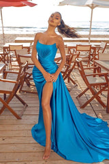 Chic Split front Evening Party Dress Sleeveless Cocktail Prom Party Gowns-Ballbella