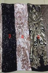 Chic V-neck Elegant Long Sleeves Gold Sparkle Appliques Prom Party Gowns-Ballbella