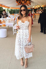 Chic White Spaghetti Strap Princess Summer Homecoming Dresses-Ballbella