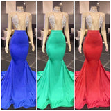 Chic Yellow Sleeveless Crystals Sheer Tulle Prom Dresses New Arrival Mermaid Formal Evening Gowns-Ballbella