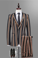 Classic Black Striped Men Suits for Prom-Ballbella