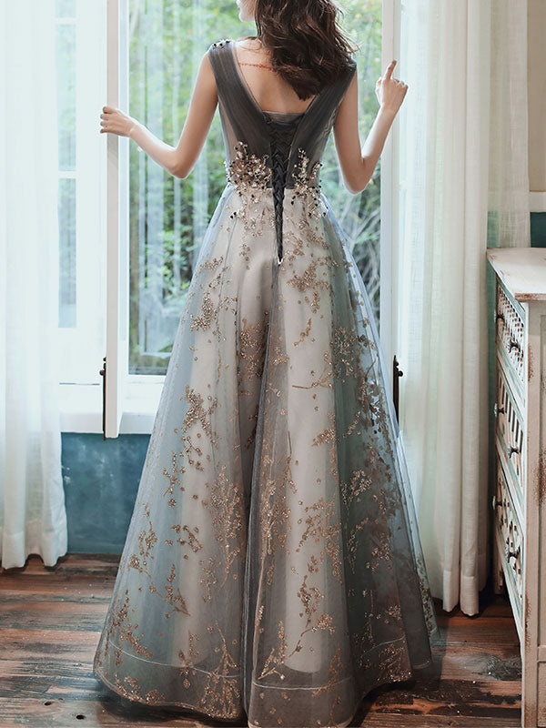 Classic Evening Dress A Line Sleeveless Floor Length Jewel Neck Lace Appliqued Formal Occasion Dresses Classic Evening Dress A Line Sleeveless Floor Length Jewel Neck Lace Appliqued Formal Occasion Dresses