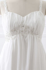 Classic Fabulous A line Chiffon Wedding Dresses Straps Appliques Lace Up Bridal Gowns-Ballbella