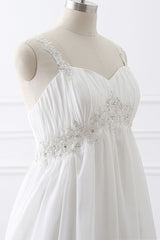 Classic Fabulous A line Chiffon Wedding Dresses Straps Appliques Lace Up Bridal Gowns-Ballbella