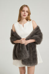 Classic Faux Fur Sleeveless Wedding Wraps Rectangle Bridal Cover-Ballbella
