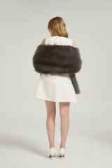 Classic Faux Fur Sleeveless Wedding Wraps Rectangle Bridal Cover-Ballbella
