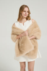 Classic Faux Fur Sleeveless Wedding Wraps Rectangle Bridal Cover-Ballbella