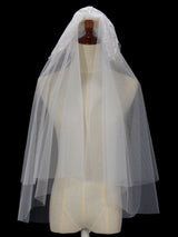 Classic Ivory Two-Tier Lace Tulle Cut Edge Wedding Veils-Ballbella