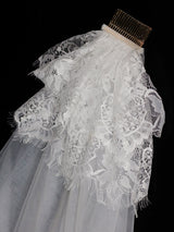 Classic Ivory Two-Tier Lace Tulle Cut Edge Wedding Veils-Ballbella