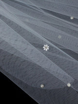 Classic Ivory Two-Tier Pearls Tulle Cut Edge Wedding Veil-Ballbella