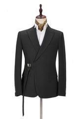 Classic Men's Formal Suit Online Peak Lapel Buckle Button Suit for Men-Ballbella