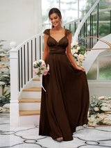Classic Ruched V-Neck Jersey Sleeveless Bridesmaid Dresses-Ballbella