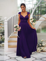 Classic Ruched V-Neck Jersey Sleeveless Bridesmaid Dresses-Ballbella