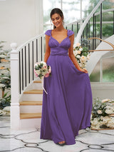 Classic Ruched V-Neck Jersey Sleeveless Bridesmaid Dresses-Ballbella