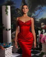 Classic Satin A-line Sleeveless Spaghetti Straps Evening Gown Long-Ballbella