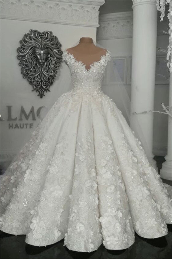 Classic Sleeveless Crystal Wedding Dresses Sheer Tulle Flowers Bridal Gowns with sparkle Beading Classic Sleeveless Crystal Wedding Dresses Sheer Tulle Flowers Bridal Gowns with sparkle Beading