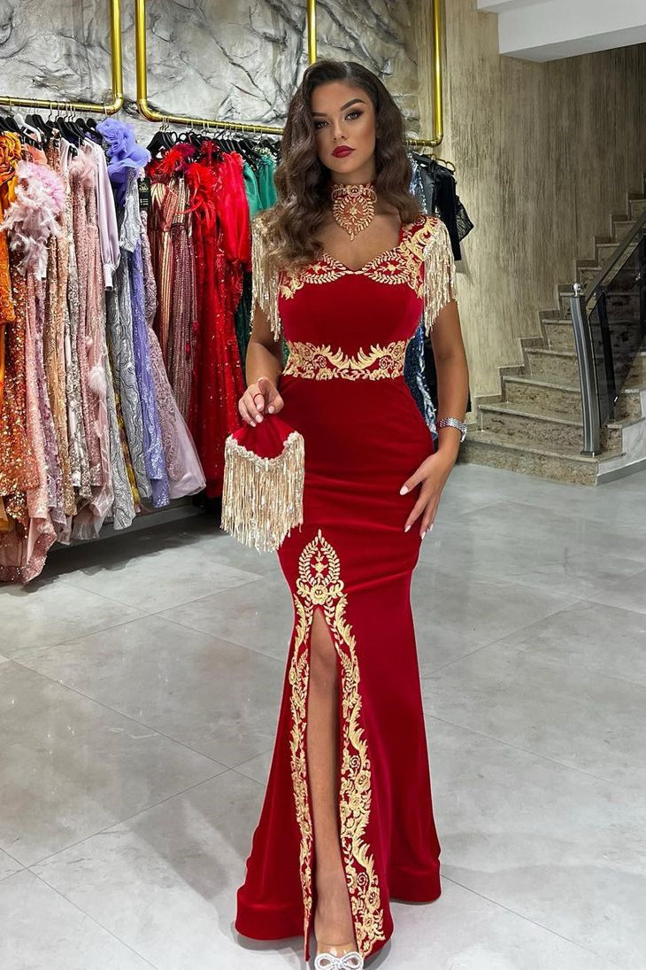 Classic Sweetheart Sleeveless Mermaid Ruby Prom Dresses Long Slit Online Classic Sweetheart Sleeveless Mermaid Ruby Prom Dresses Long Slit Online