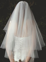 Classic Two Tier Tulle Cut Edge Wedding Veils-Ballbella