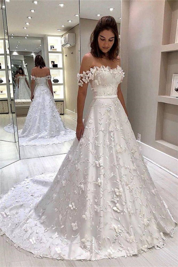 Classic White Strapless Off the shoulder Court Train Princess Wedding Dress Classic White Strapless Off the shoulder Court Train Princess Wedding Dress
