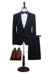 Classy Black One Button Designer Men Suits Online-Ballbella
