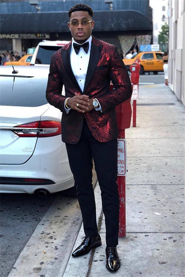 Classy Burgundy Classic Peaked Lapel Slim Fit Men Suits for Prom Classy Burgundy Classic Peaked Lapel Slim Fit Men Suits for Prom