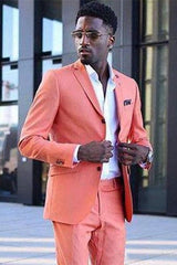 Classy Coral Classic Notched Lapel Slim Fit Men Suits-Ballbella