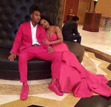 Classy Fushcia Notched Lapel Slim Fit Bespoke Mens Suits for Prom-Ballbella