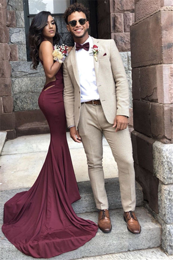 Classy Off White Plaid Men Suit for Prom Classy Off White Plaid Men Suit for Prom