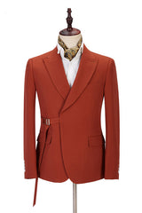 Classy Peaked Lapel Slim Fit Orange Men Suits for Casual-Ballbella
